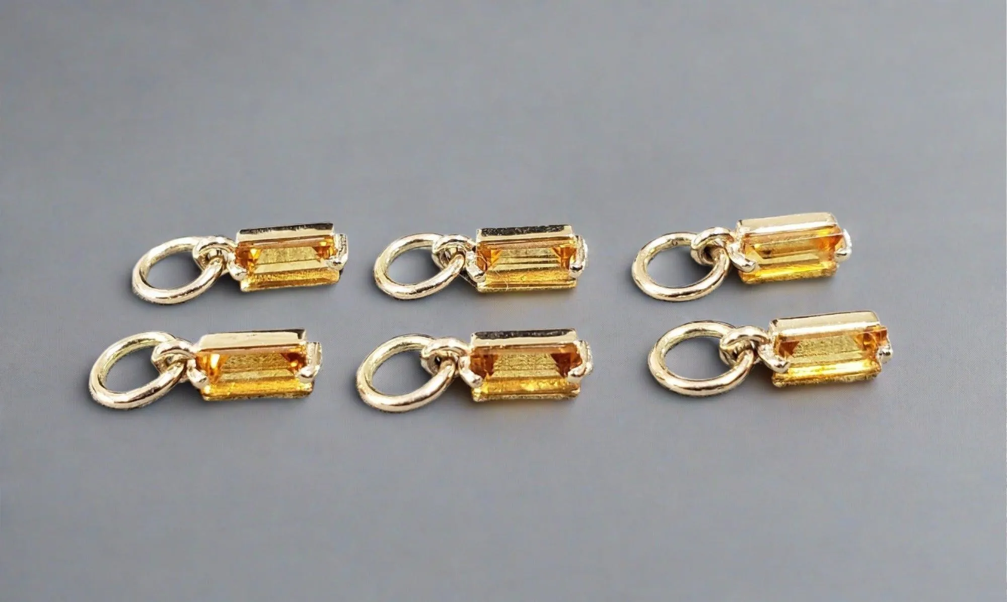 14k Gold Natural Baguette Citrine Pendant