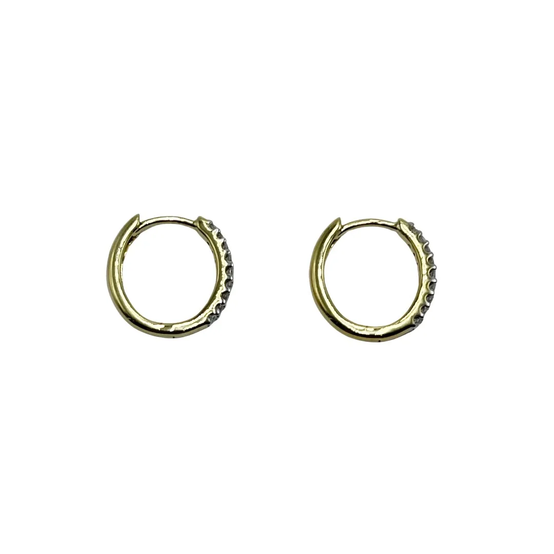 9ct Yellow Gold Diamond Set Oval Huggies