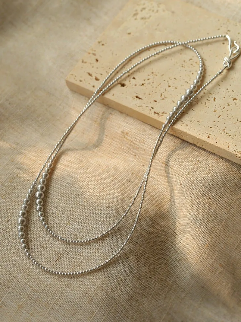Gradient Long Grey Artificial Pearl Necklace