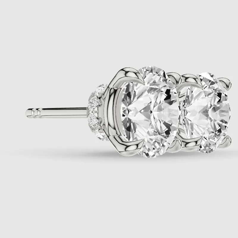 Hidden Halo Solitaire Lab Grown Diamond Studs-Round
