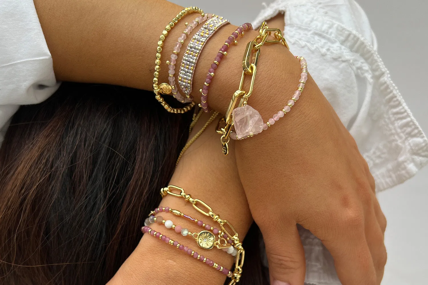 Mystical Rose Quartz Gold Bracelet