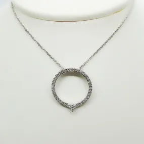 Open Circle Diamond Necklace in 14k Gold