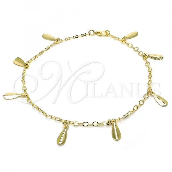 Oro Laminado Charm Anklet , Gold Filled Style Polished, Golden Finish, 03.63.1853.10