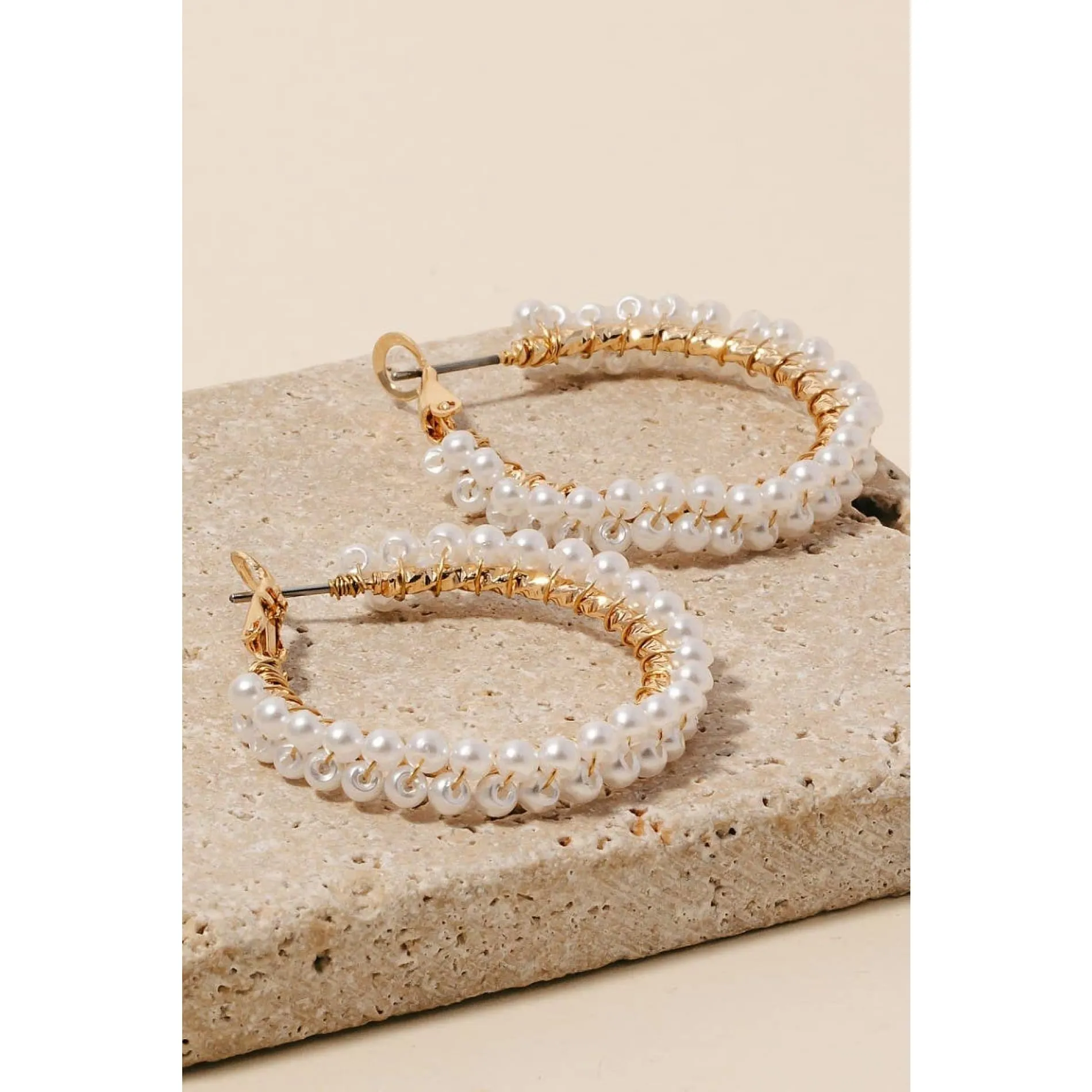 Pearl Cluster Hoop Earrings