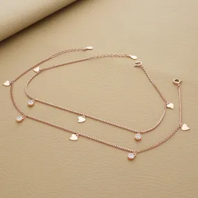 Radiant Apple Charm Rose Gold Polish Silver Anklet