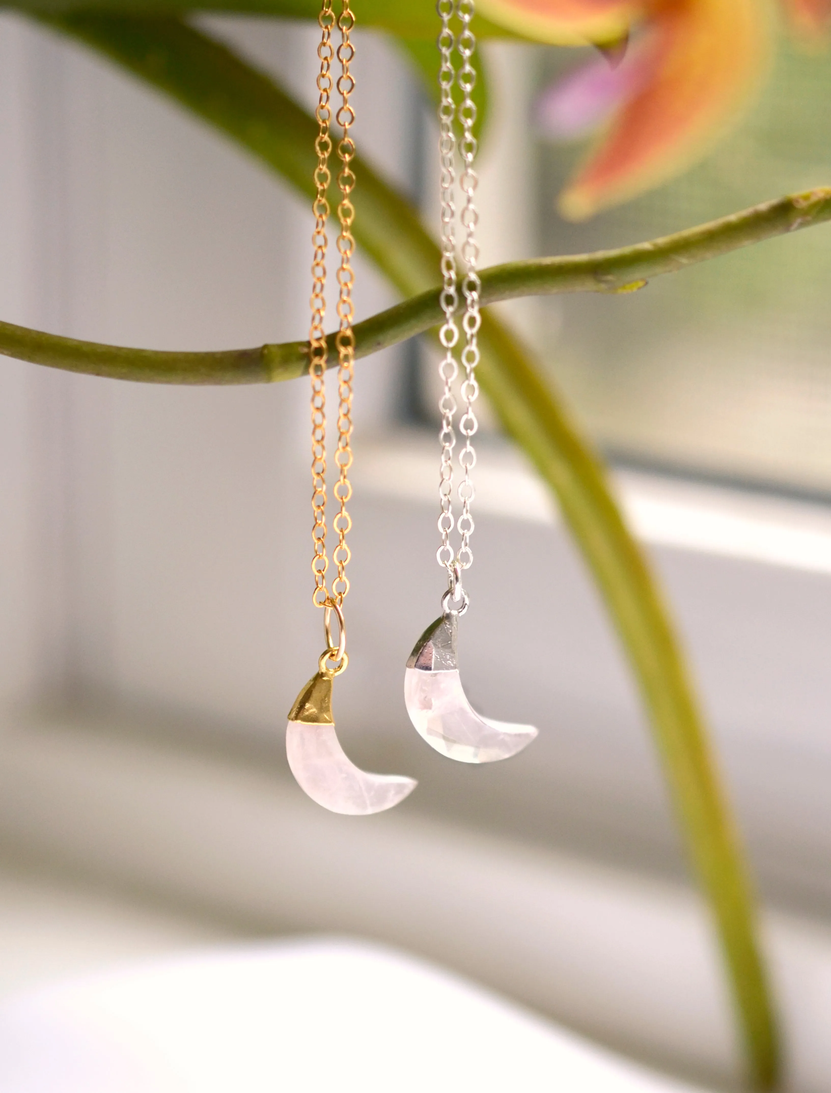 Rose Quartz Crescent Moon Necklace