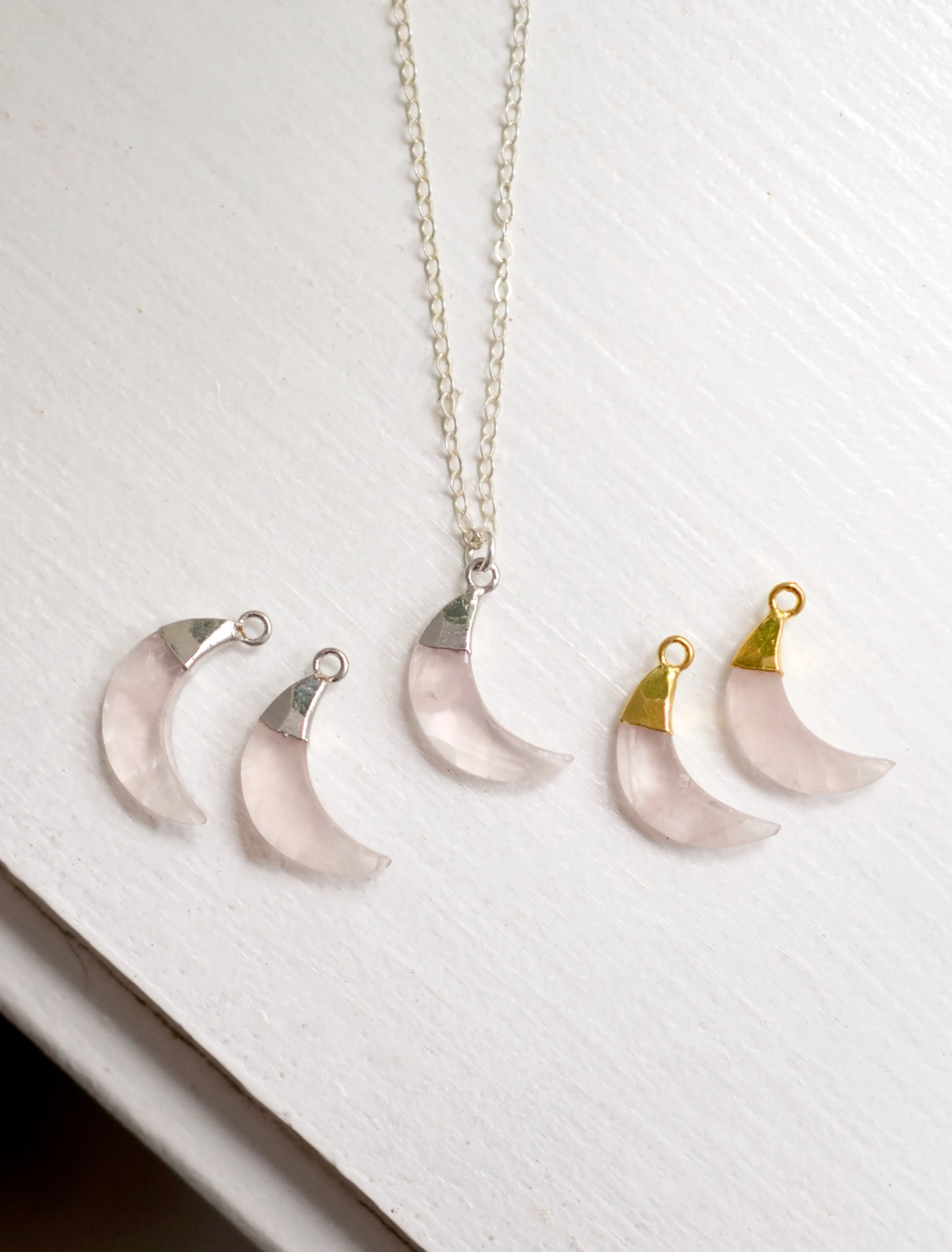 Rose Quartz Crescent Moon Necklace