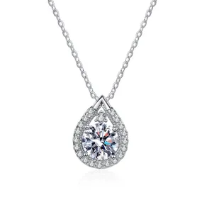Stylish Teardrop Pear Shaped Moissanite Necklace
