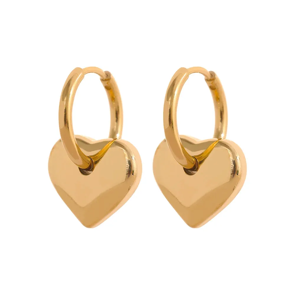 VAIGE 18k Gold Plated Star Moon Heart Pendant Huggie Hoop Earrings - Trendy Waterproof Stainless Steel Fashion Jewelry